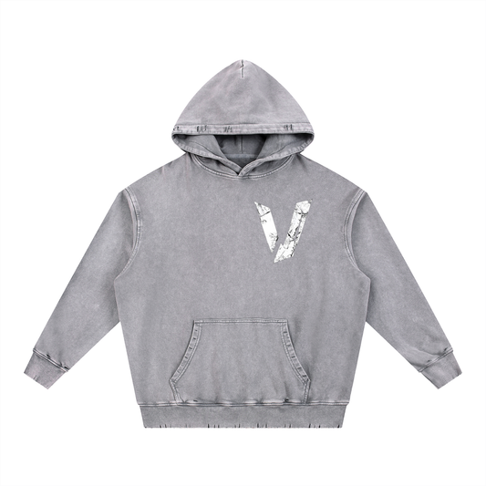 Snow Wash Hand-Frayed Heavyweight  Hoodie