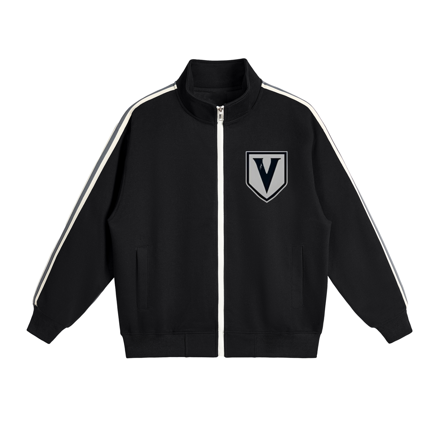 Contrast Side-Stripe Stand Collar  Jacket