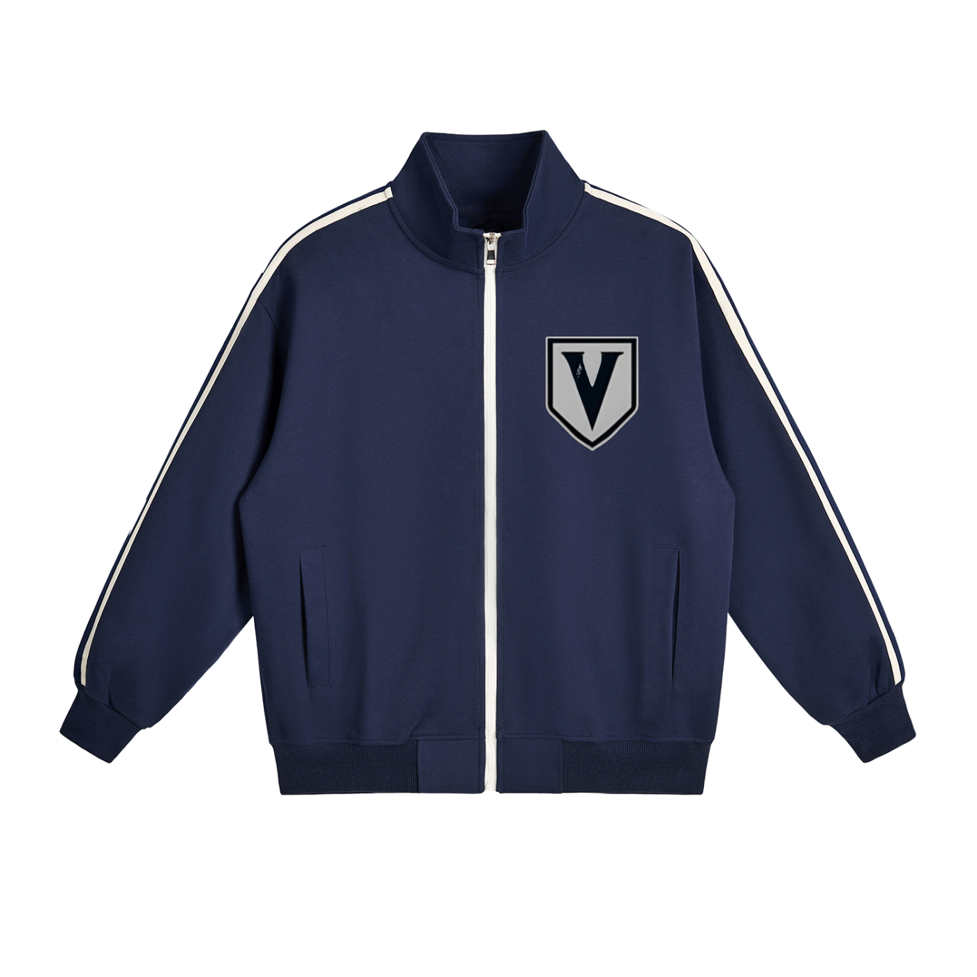 Contrast Side-Stripe Stand Collar  Jacket